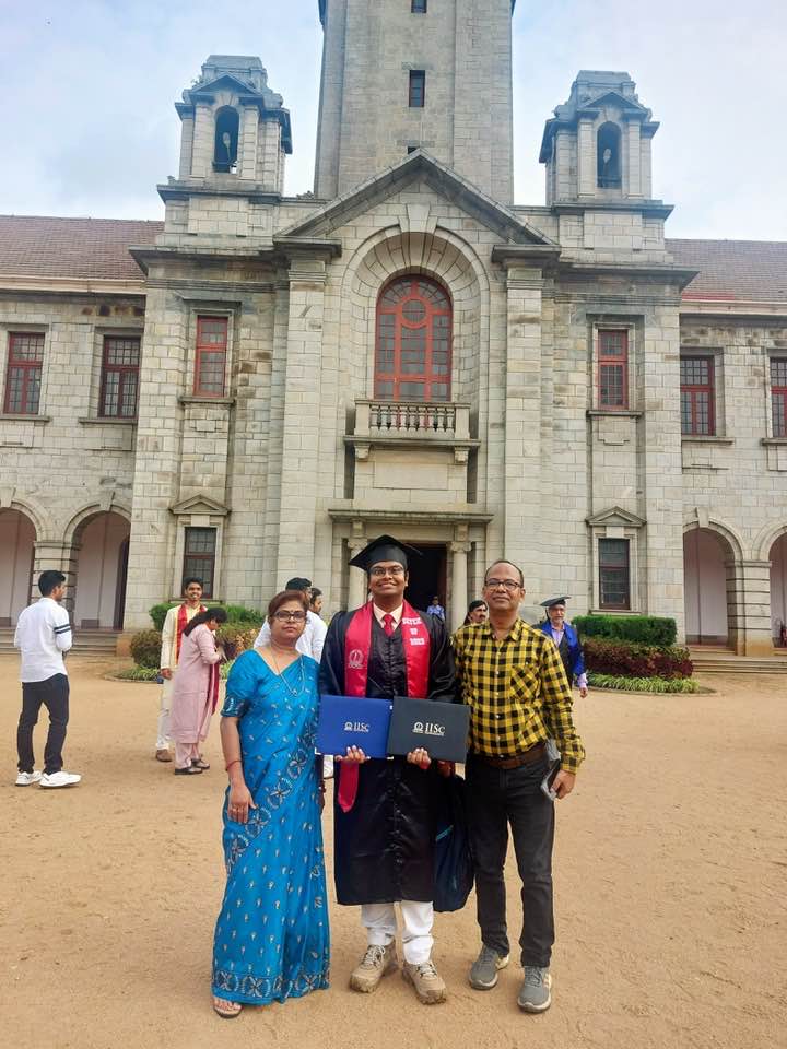 With parents in front of IISc Main Building